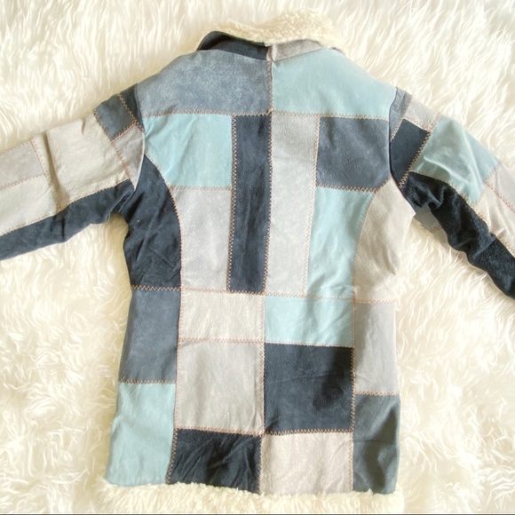 Dreamy Blue 90s/Y2K Suede Patchwork Coat - Picture 4 of 5